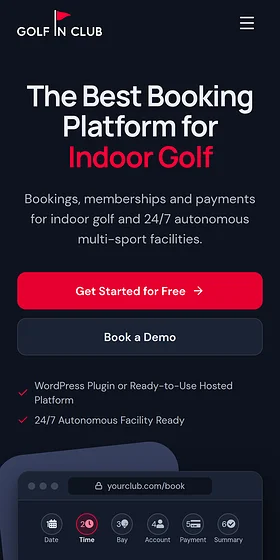 Golf In Club home page on a phone