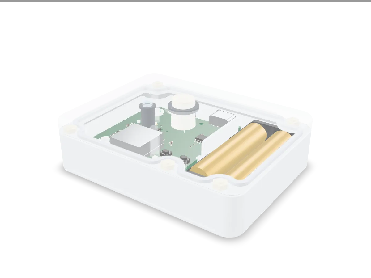 Prototype sensor node in its sealed enclosure